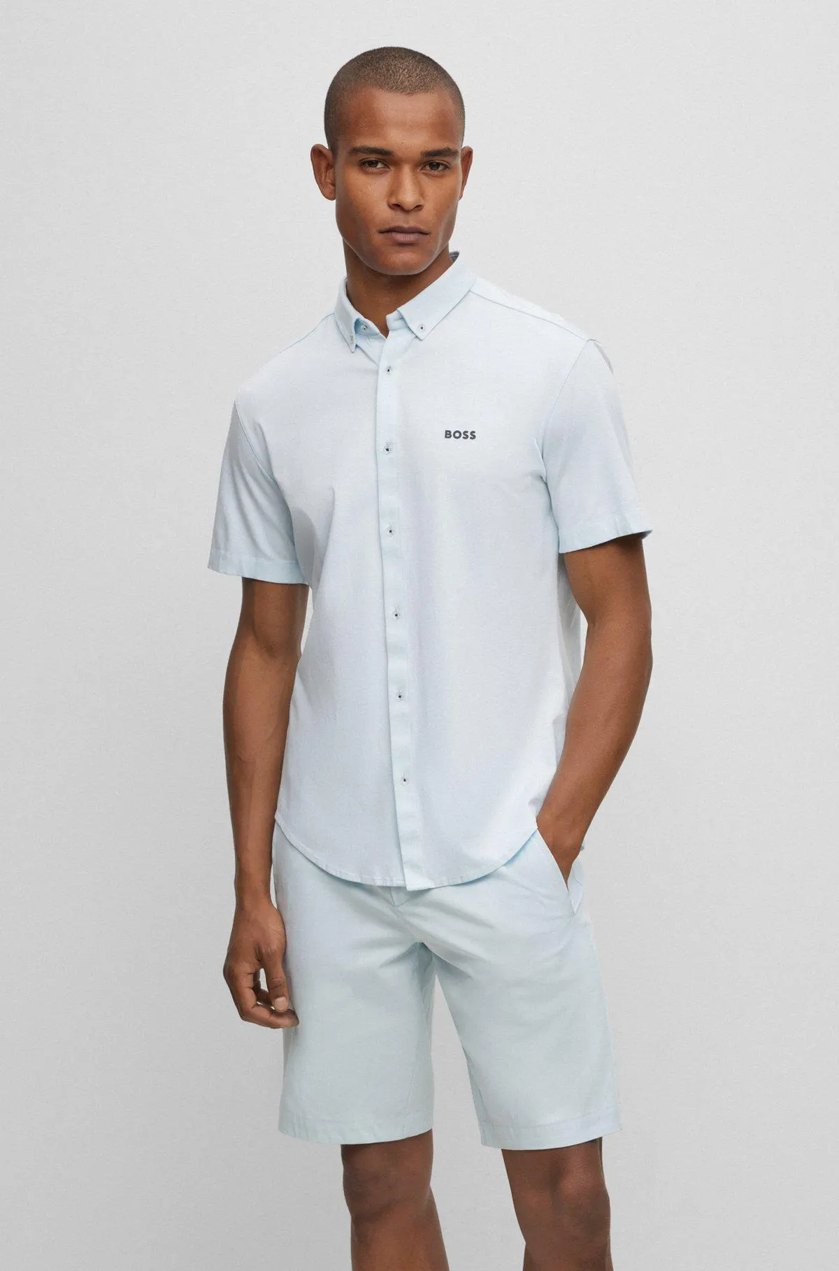 Button-down regular-fit shirt in pure-cotton jersey
