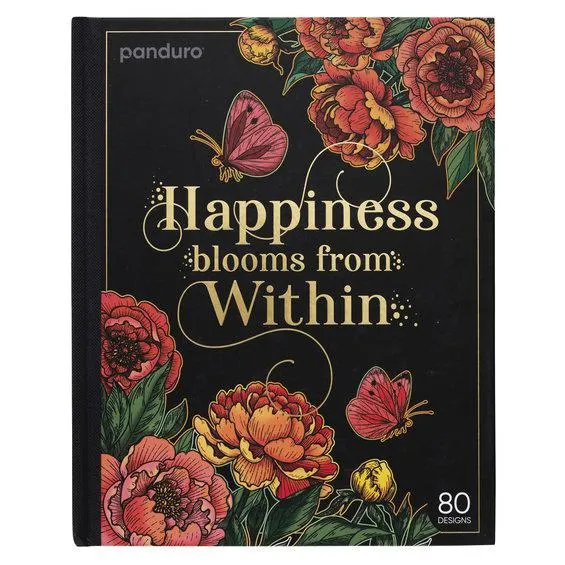 Malebok Happiness blooms from within, 20×25 cm, 40 ark / 80 motiv