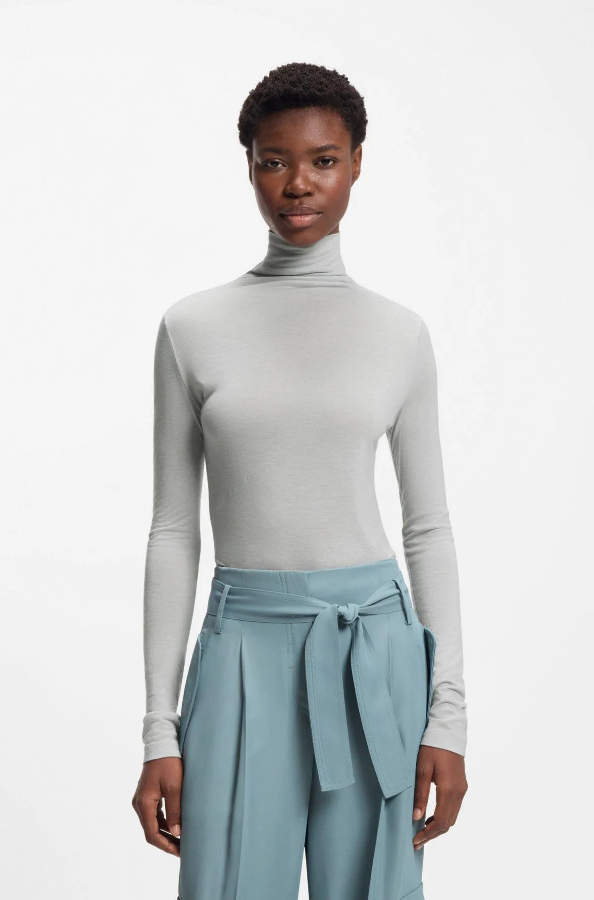High-neck top in soft jersey