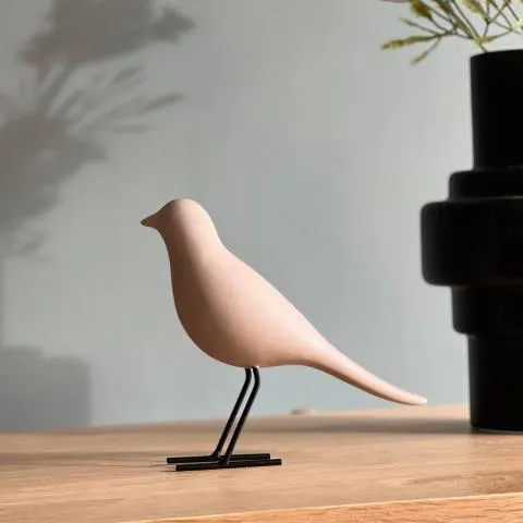 Dekorfugl keramikk Beige