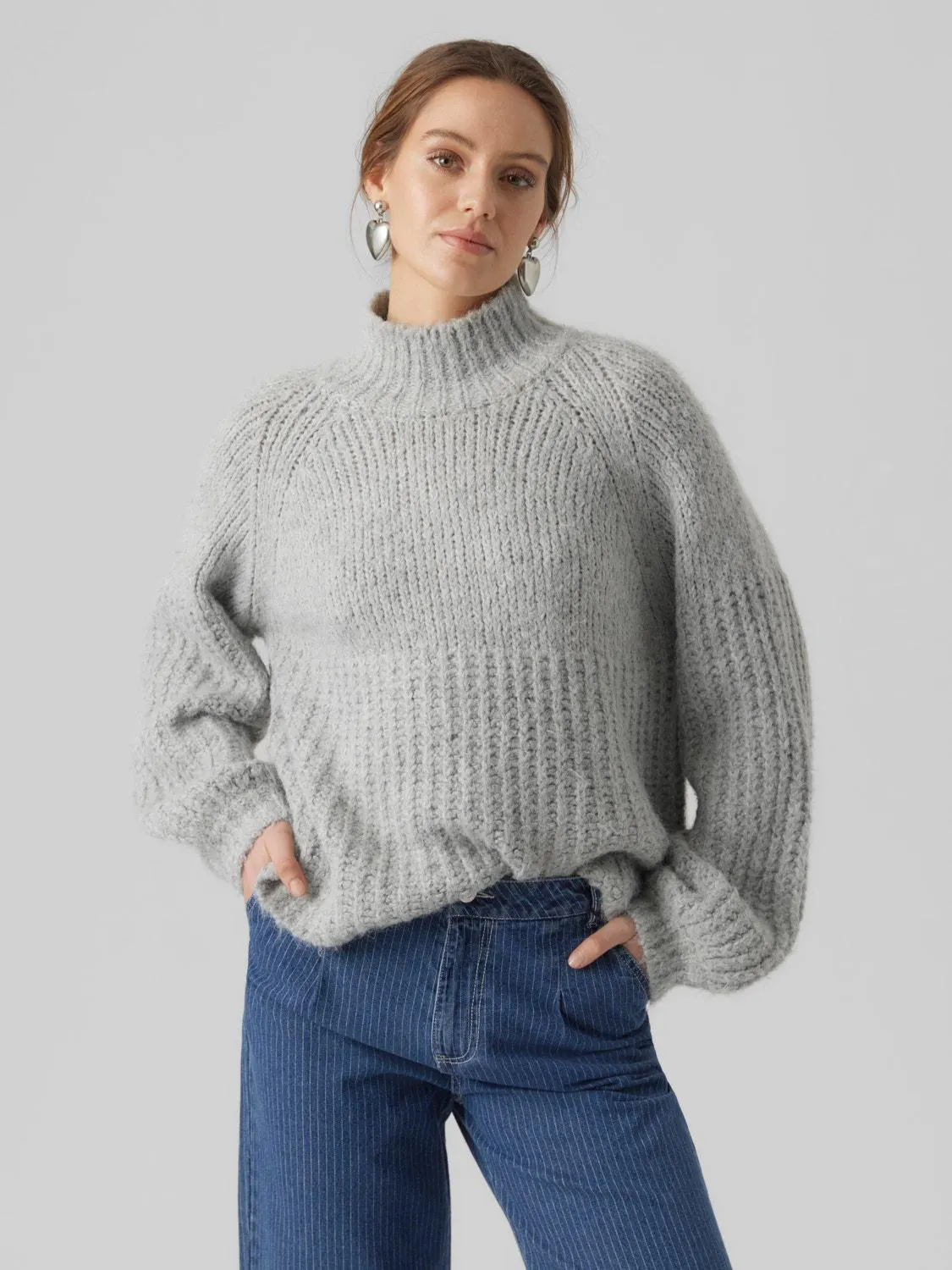 Høy hals Volumermer Genser