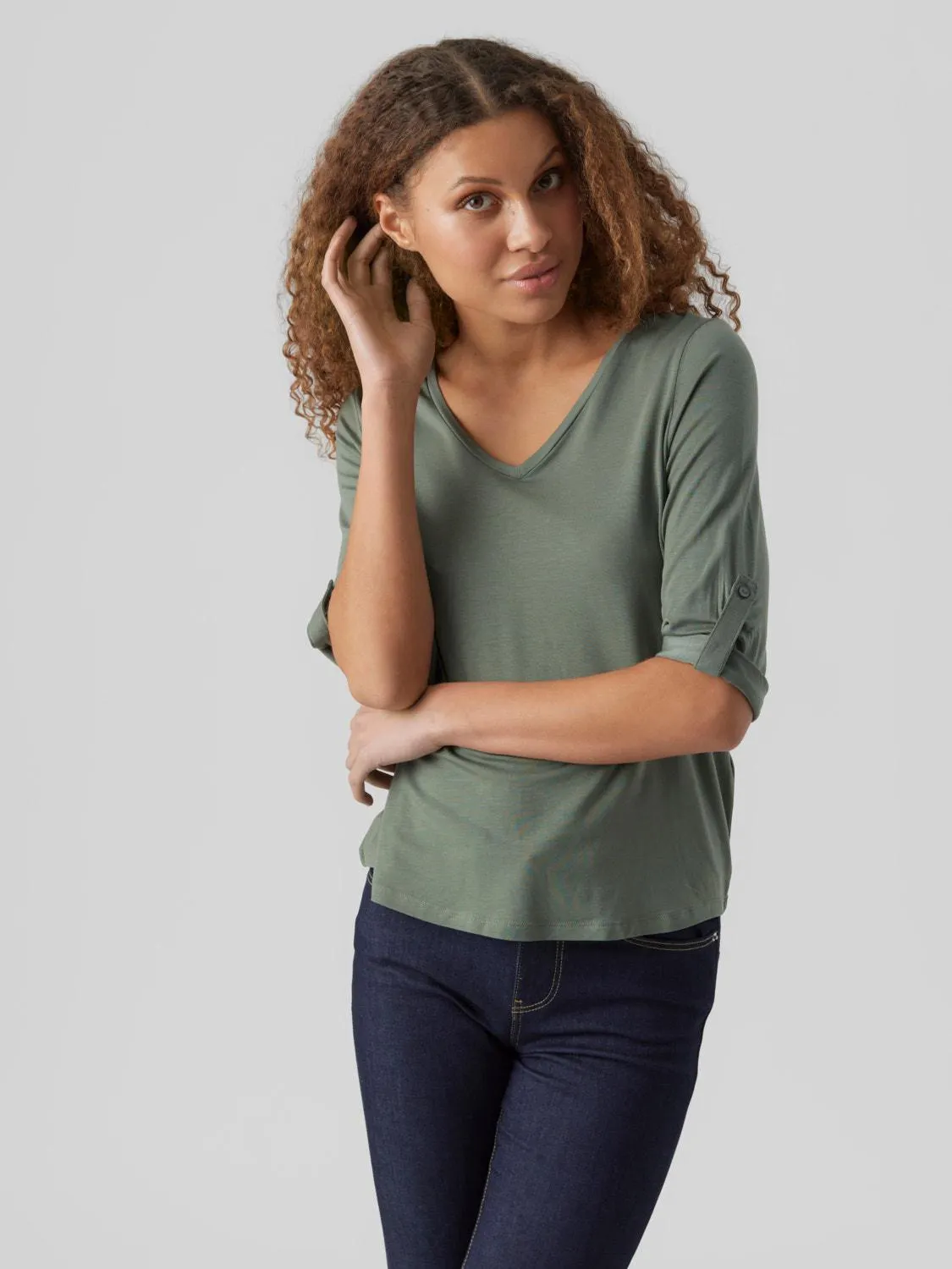 Regular fit V-Hals Normale mouwen Top