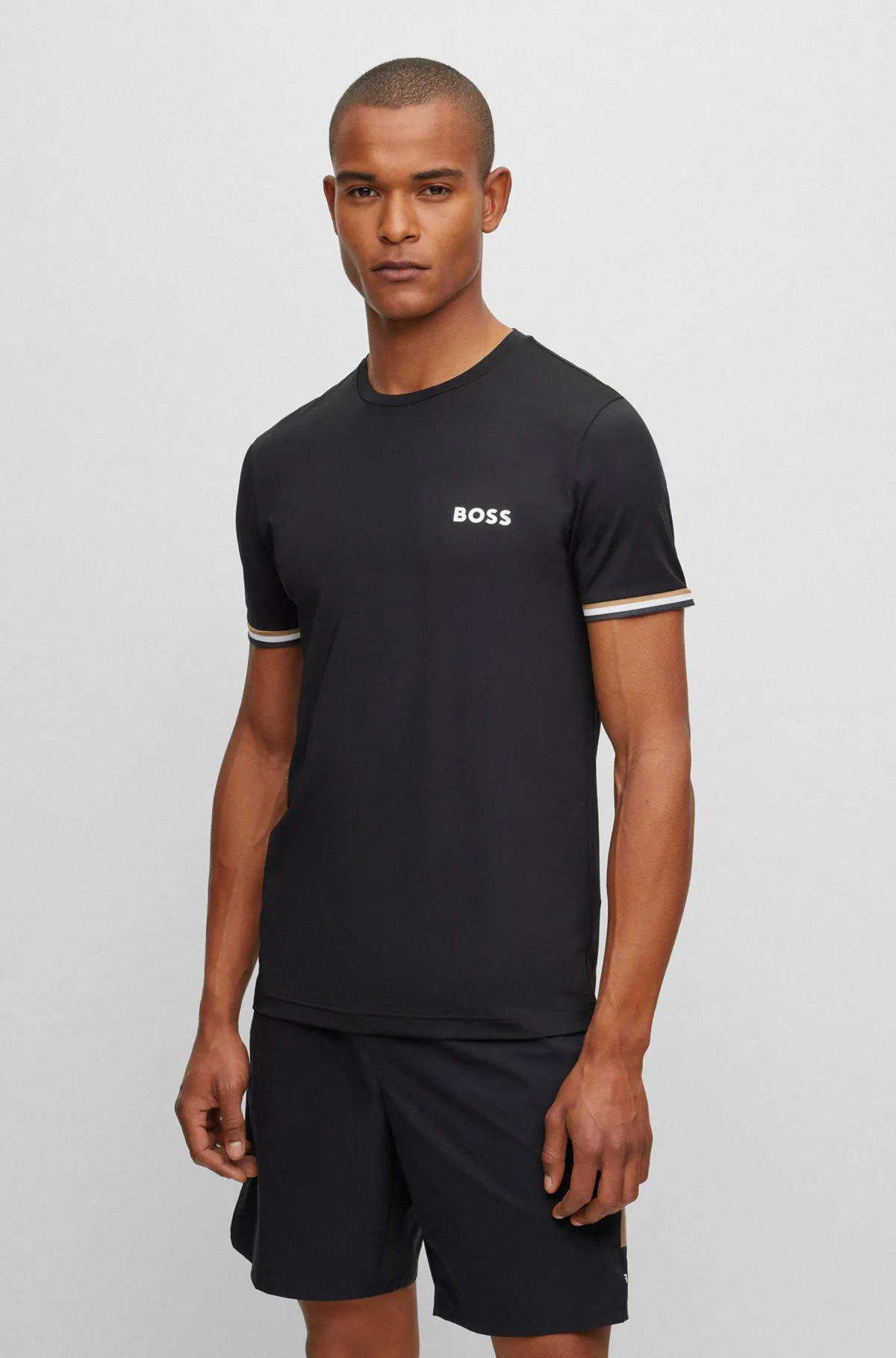 BOSS x Matteo Berrettini logo crew-neck T-shirt with signature stripes