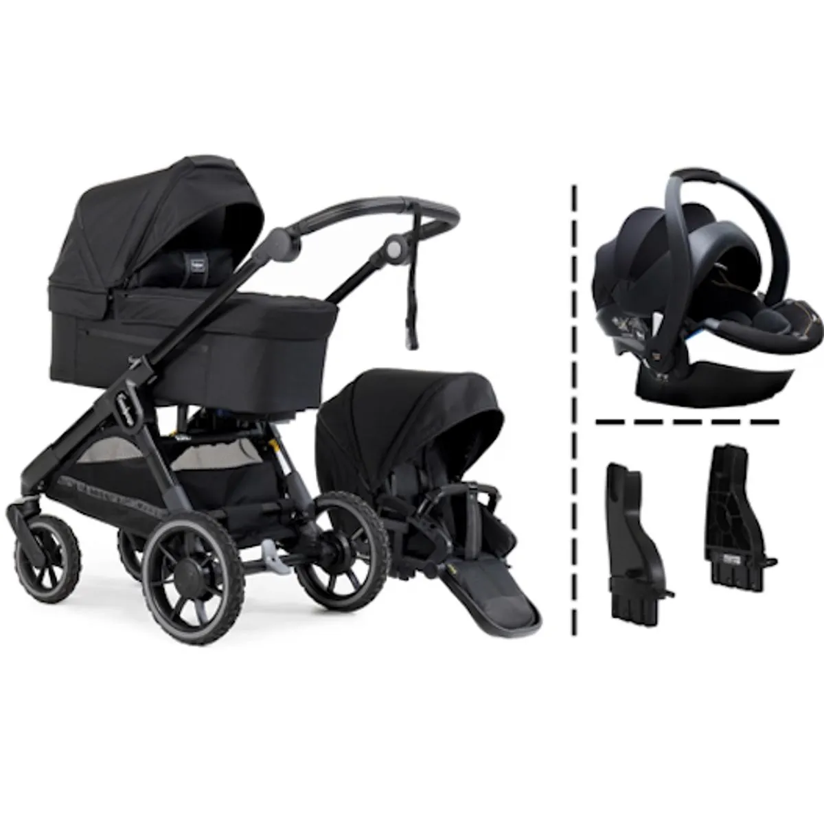 Emmaljunga 2024 | Sento Max Kombi Flat | All Black + iZi Go Modular Bilstol og Adapter