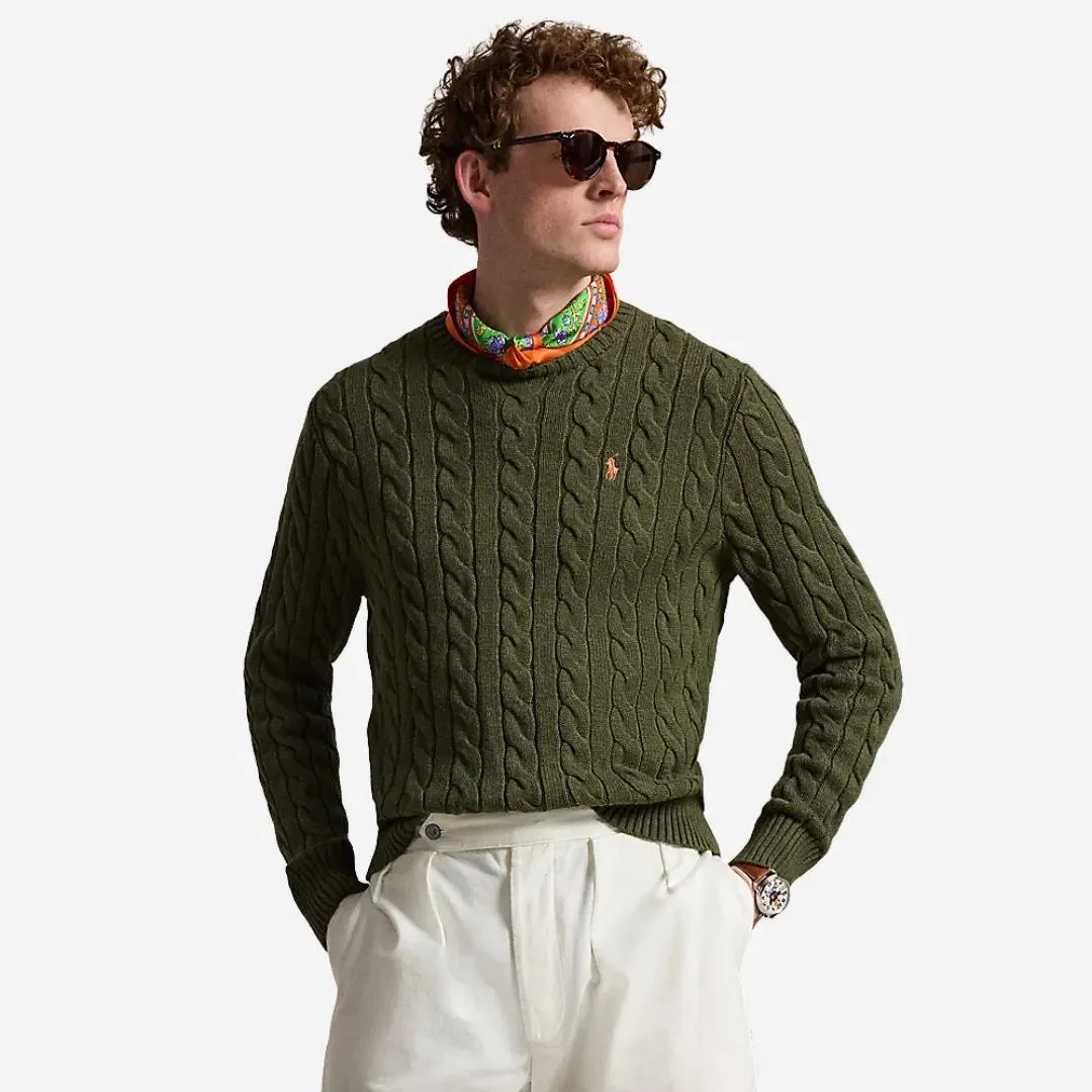 Cable-knit Cotton Sweater - Garden Trail Heather