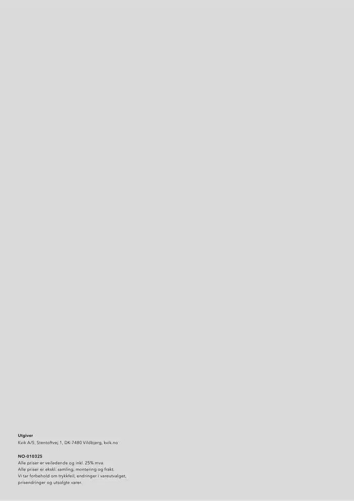 kvik kjøkken Prisliste. fra 1. januar til 31. desember 2025 - kundeavisside 843