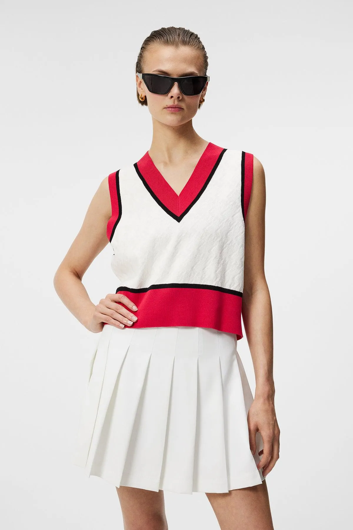 Barbados Knitted Vest Rose Red
