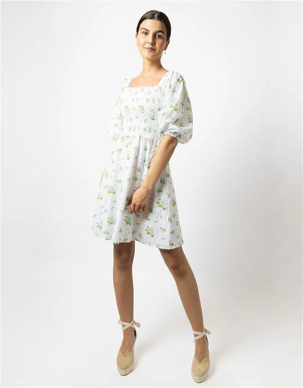 Michelle Dress Mint Rose Print