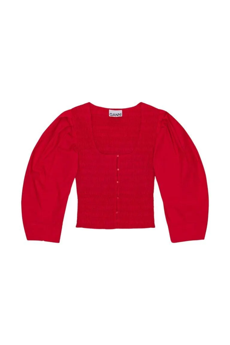 Cotton Poplin Smock Blouse – Rød
