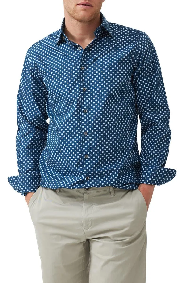 Glencoe Sports Fit Dot Print Button-Up Shirt