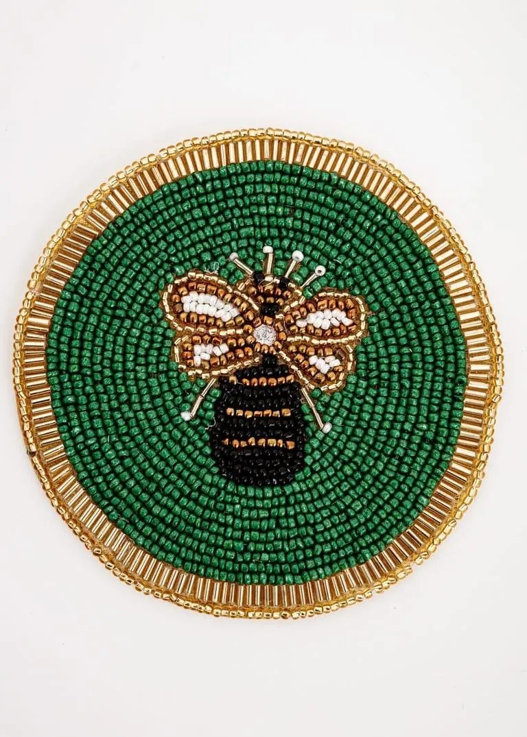 Bee glass coaster 2-pack