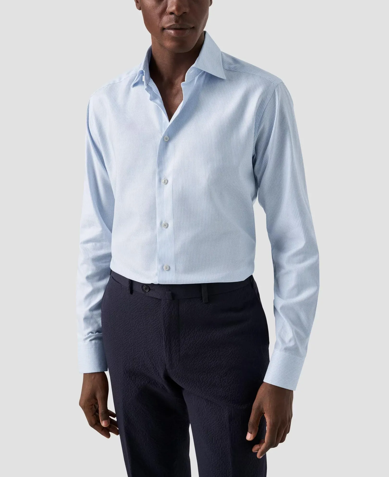 Light Blue Striped Cotton & TENCEL™ Lyocell Shirt