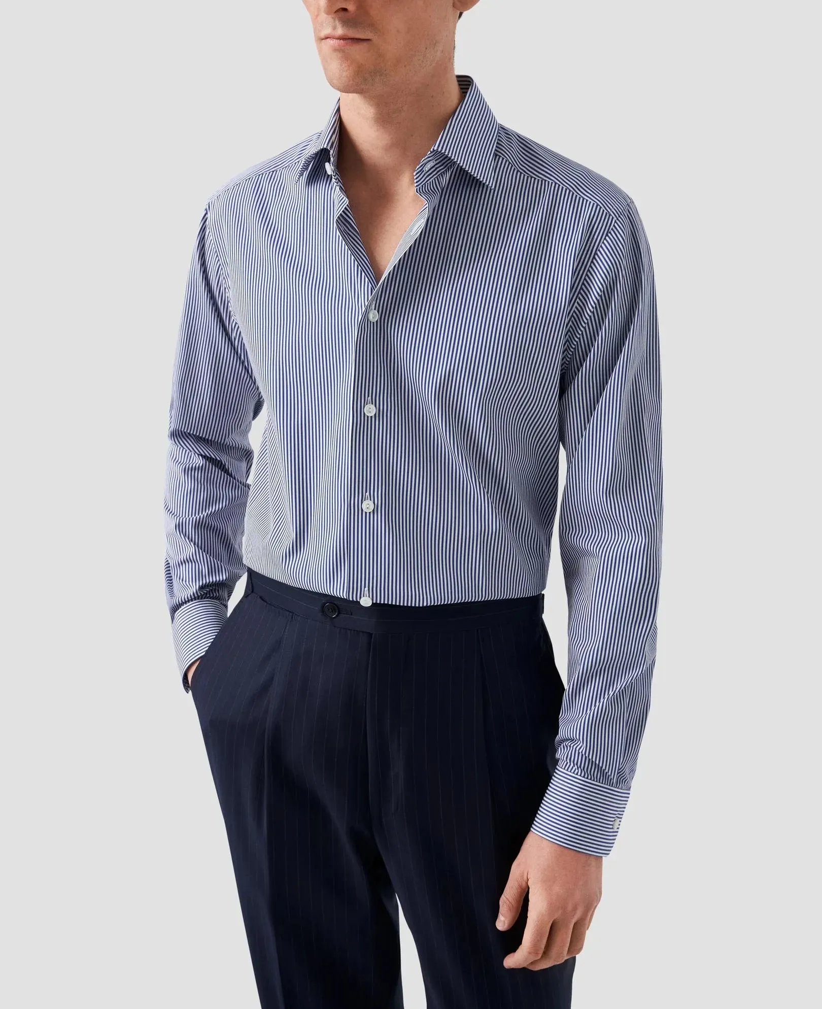 Navy Bengal Striped Elevated Poplin Shirt