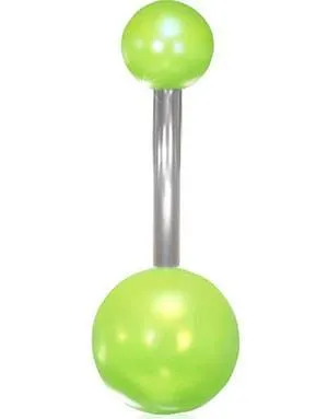 Lekker Navlepiercing med Grønne Perlekuler i Akryl