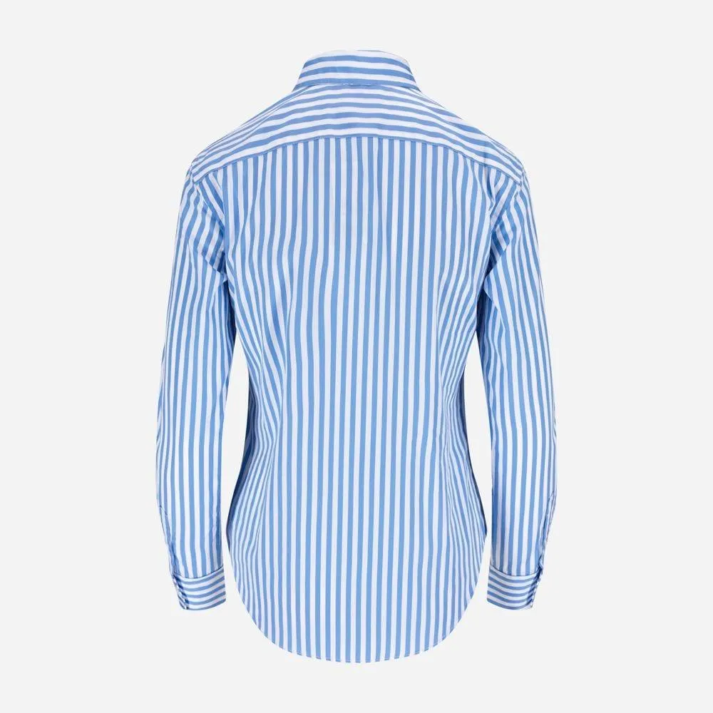 Striped Cotton Shirt - Light Blue/White Stripe