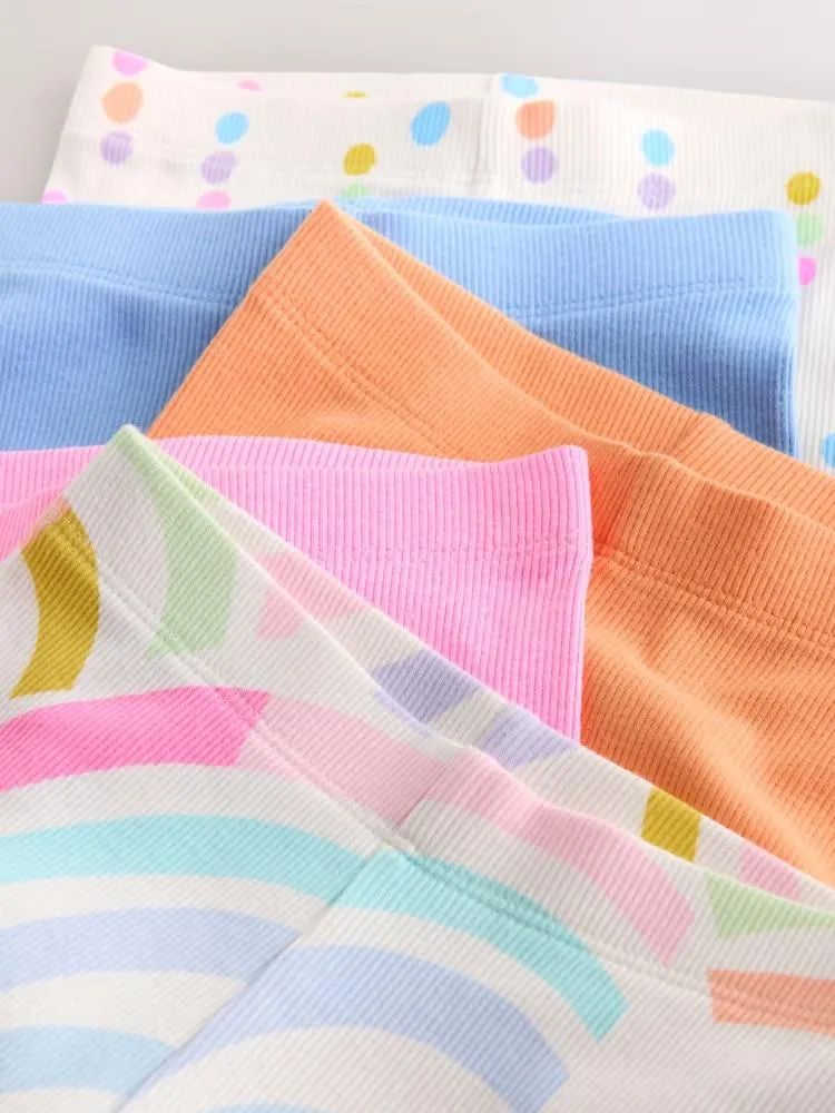 Pastel Rainbow Ribbed Leggings 5 Pack (3mths-7yrs)