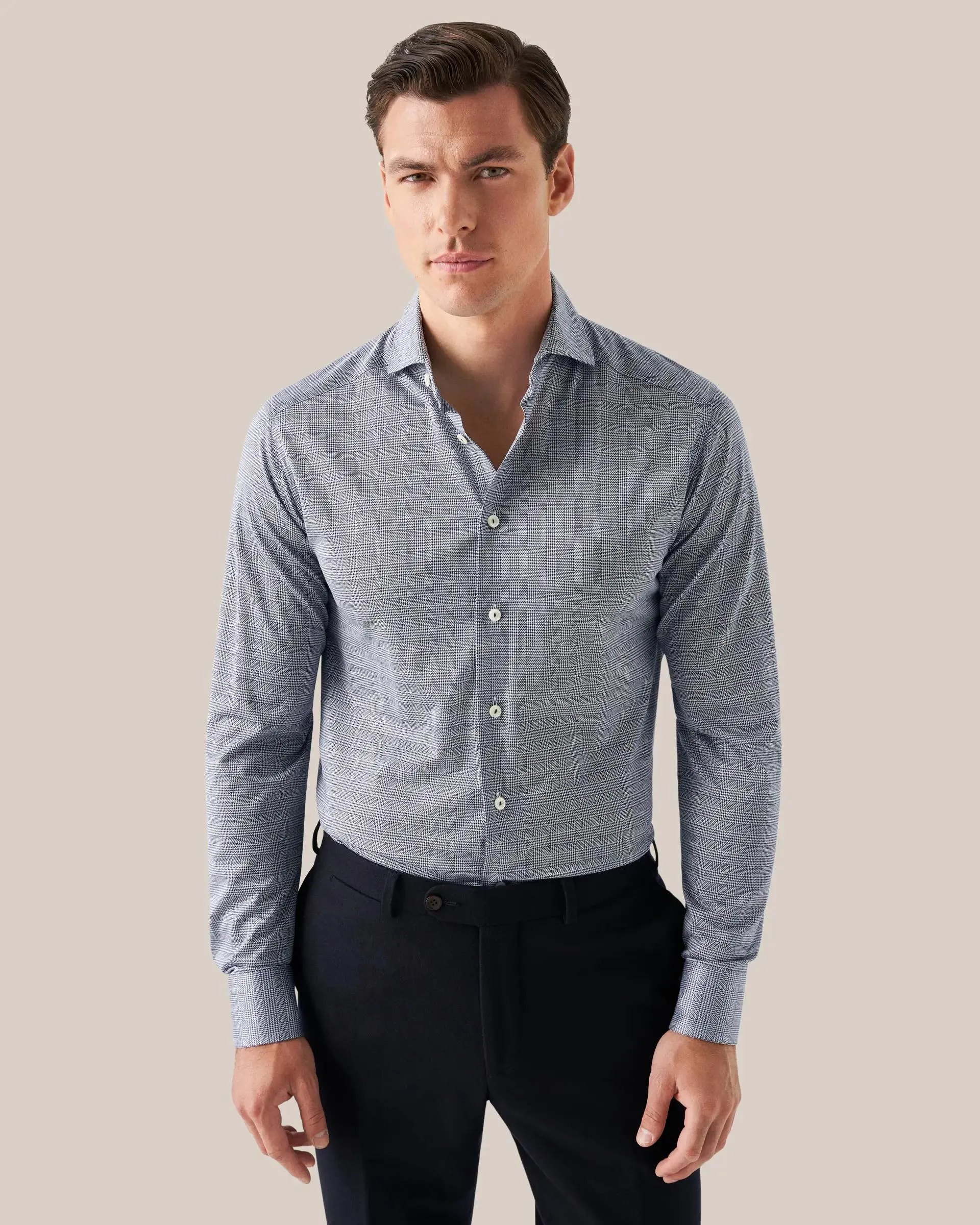 Navy Checked King Knit Shirt