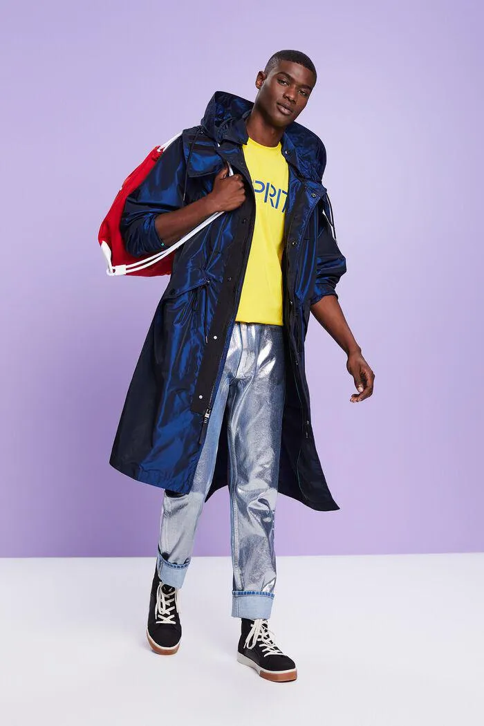 Coated Metallic Straight Jeans