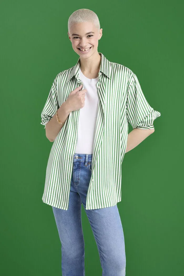 Striped Silk Charmeuse Shirt