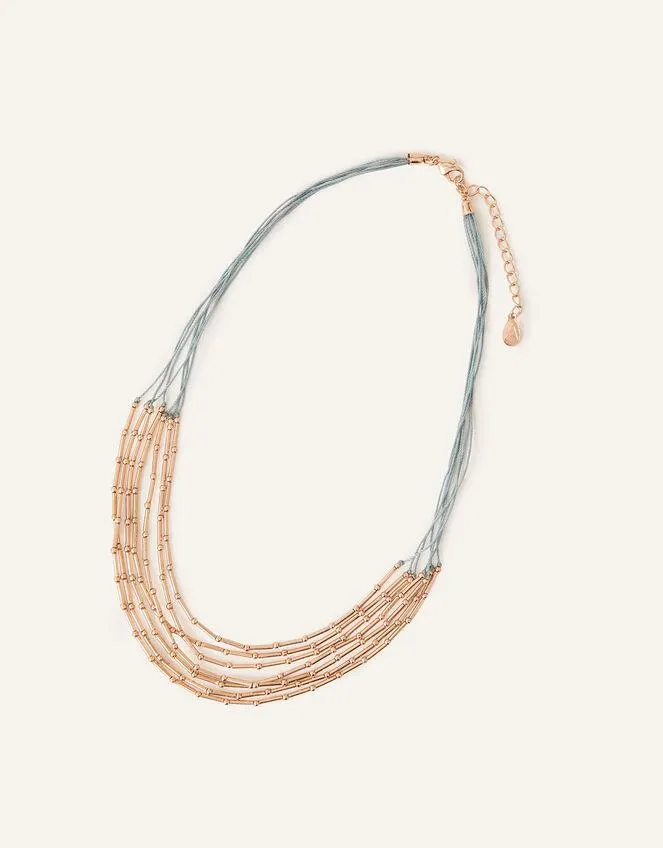 Layered Thread and Bar Necklace
