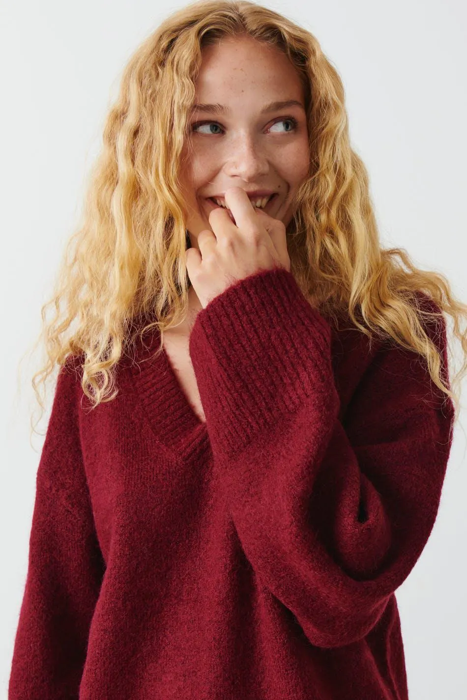 V-neck knitted sweater