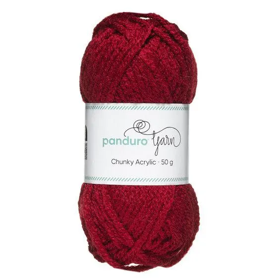 Garn Chunky Acrylic 50 g mørkerød