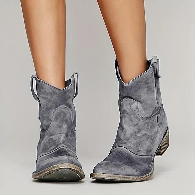 Mujer Botas Botas holgadas Tallas Grandes Exterior Diario Botines Botines Invierno Tacón Bajo Tacón Cuadrado Dedo Puntiagudo Elegante Casual Minimalismo PU Mocasín Color sólido Bleu Ciel Negro Rosa