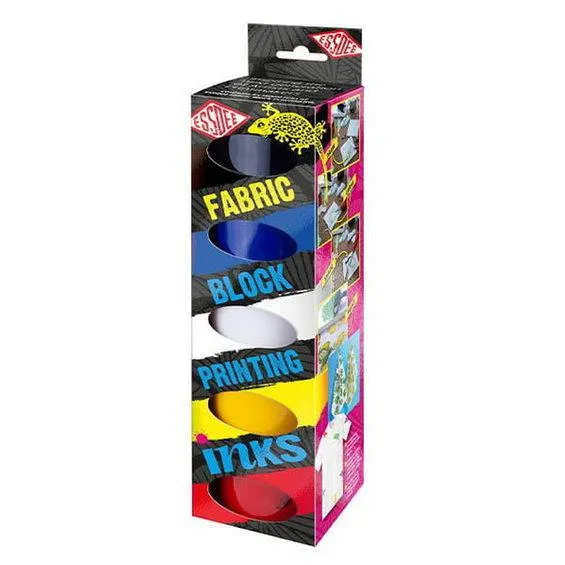 Essdee Fabric Block Printing Ink, 5×100 ml linoleumsmaling for linoleumstrykk på stoff og tekstiler