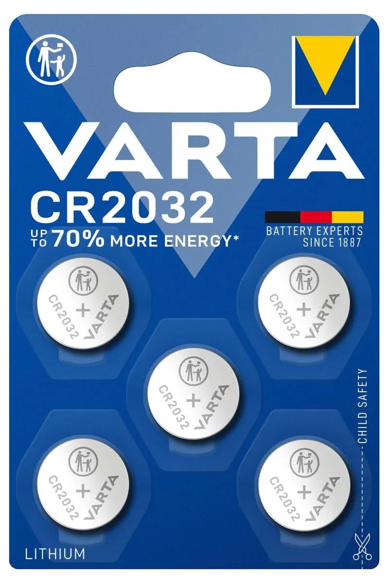Varta CR2032 litiumbatteri 3 V, 5-pakning