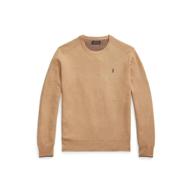 Mesh-Knit Cotton Crewneck Sweater – Beige