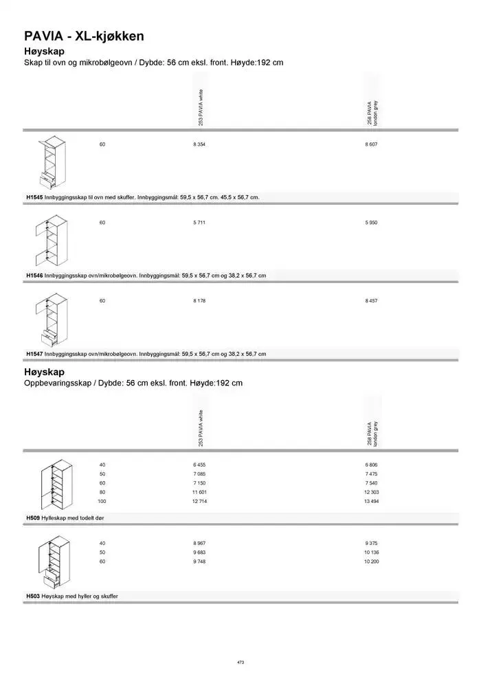 kvik kjøkken Prisliste. fra 1. januar til 31. desember 2025 - kundeavisside 473