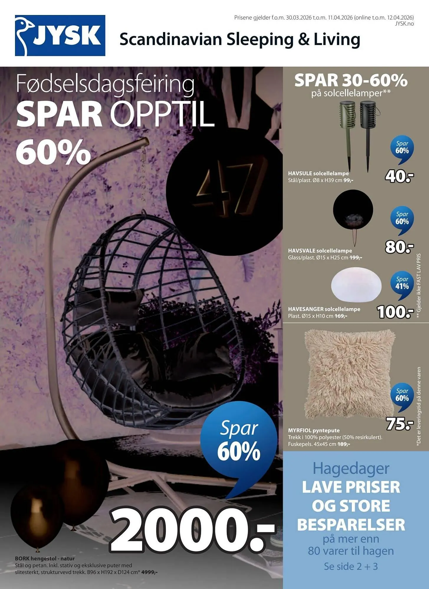 JYSK kundeavis fra 30. mars til 12. april 2026 - kundeavisside 1