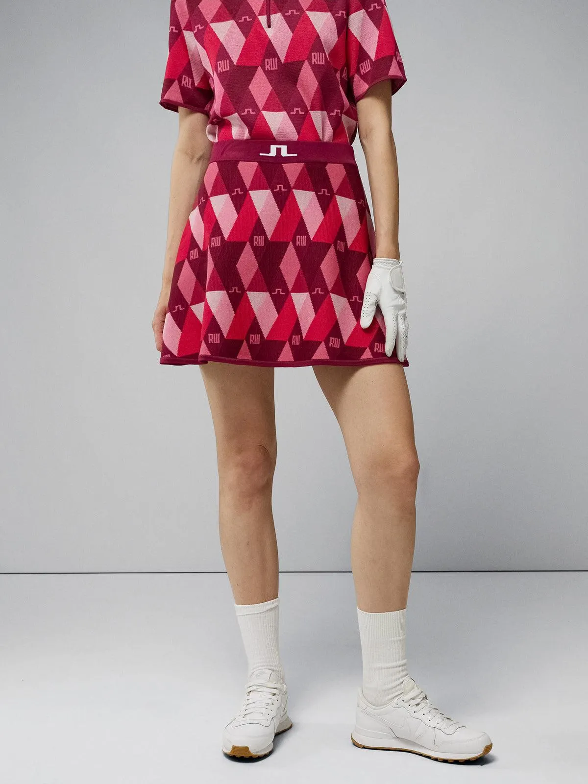 Ellen Argyle Knitted Skirt RW Pink Argyle