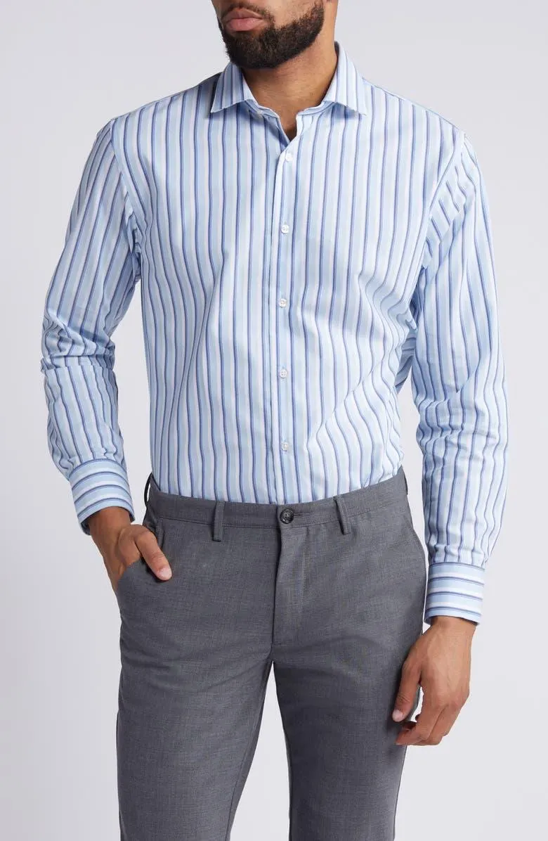 Trim Fit Easy Care Stripe Dress Shirt