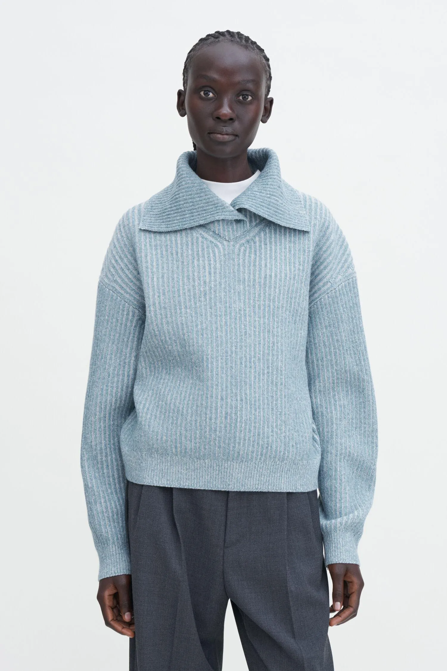 Ribbed Collar Sweater