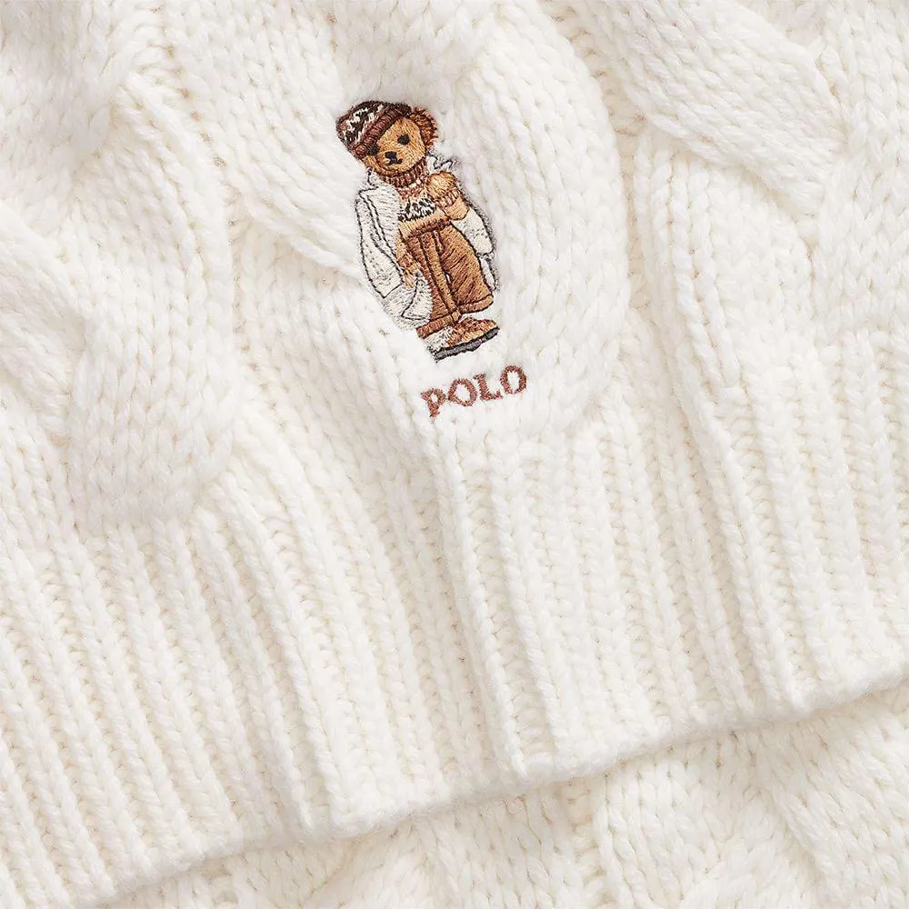 Polo Bear Wool Blend Scarf - Cream