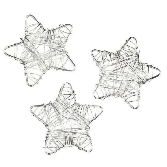 Stjerner 3 stk. metall sølv