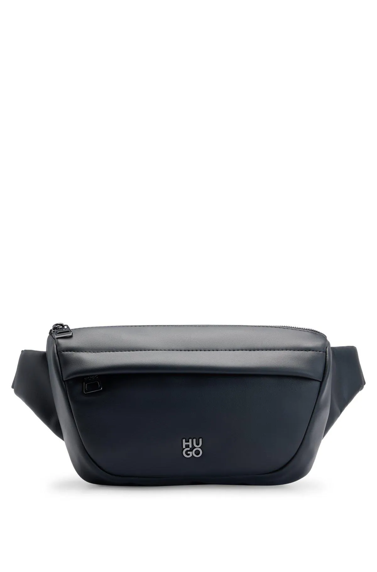 Faux-leather belt bag with stacked logo