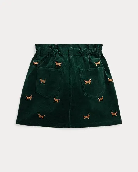 Embroidered Corduroy Skirt