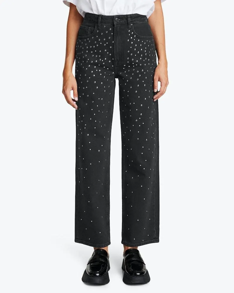 Straight Studded Svart Jeans