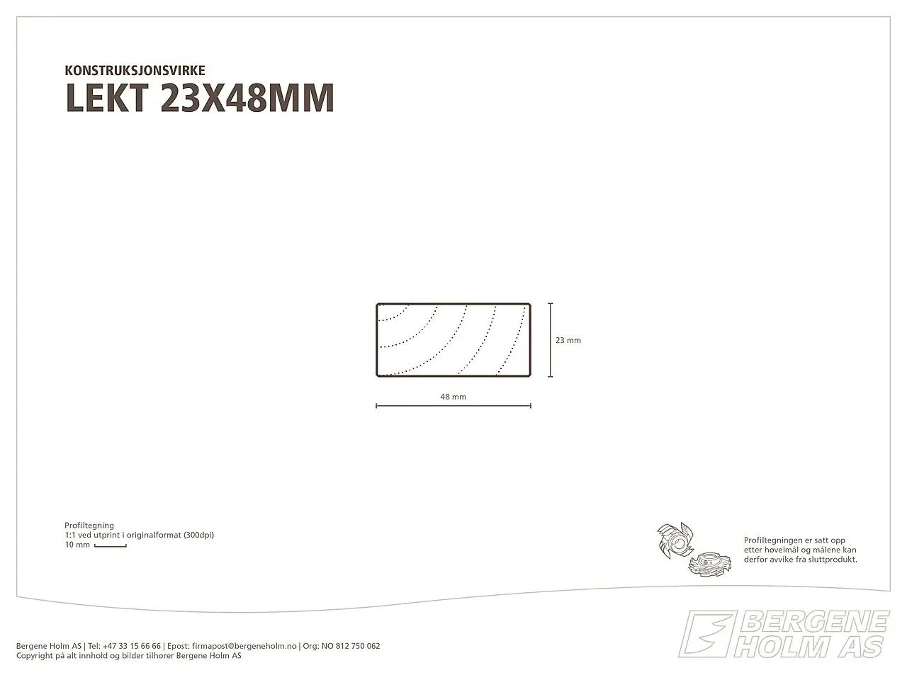 Justert lekte impregnert furu 23x48 mm