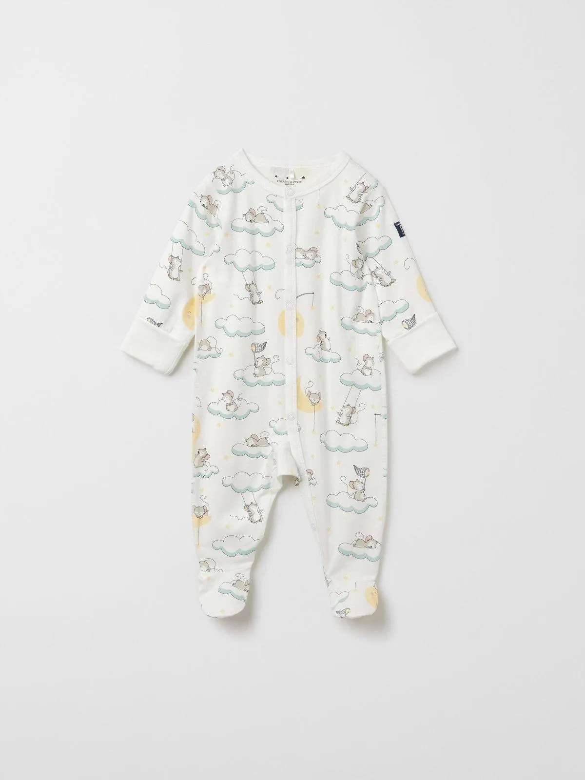 Hel pyjamas med nedbrettbare vrangborder skyer