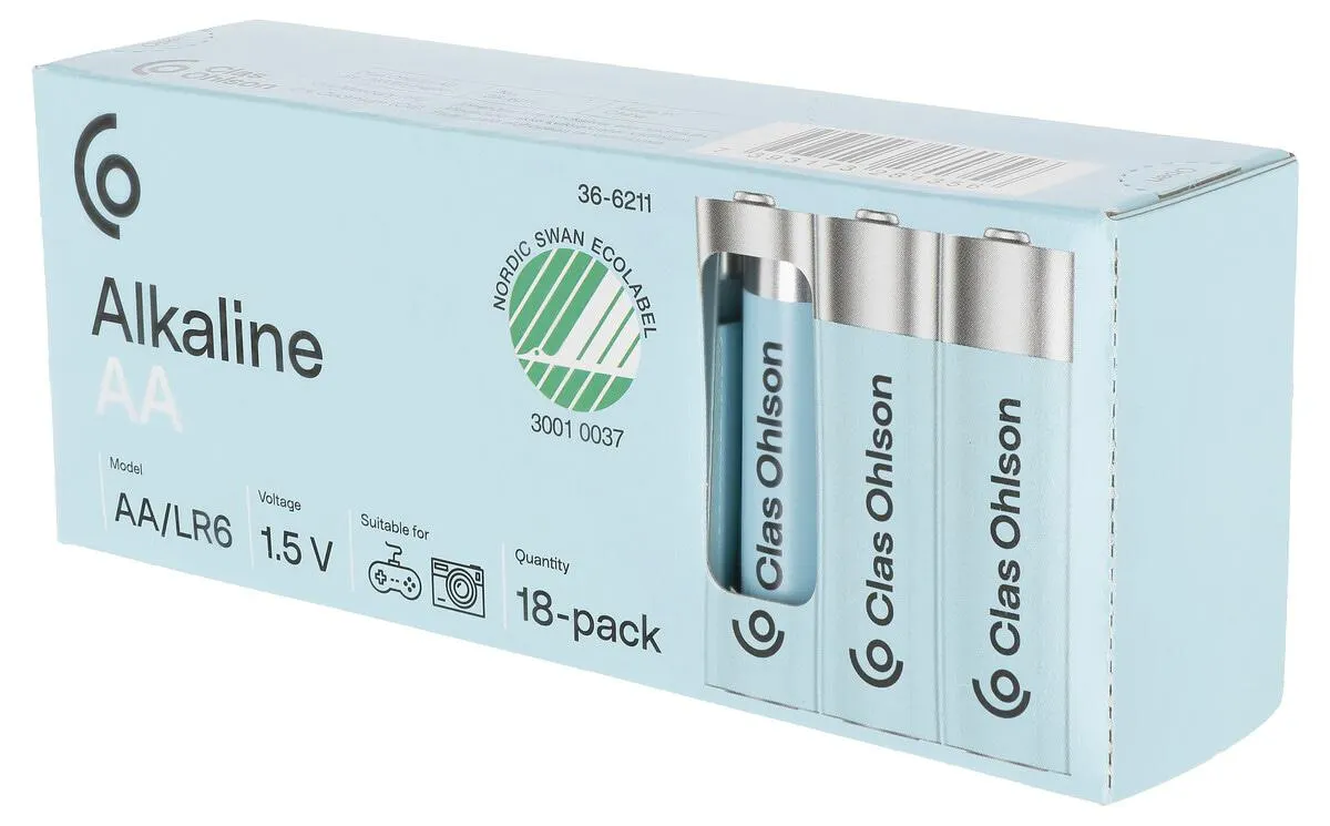 Alkalisk AA/LR6-batteri 18 pk