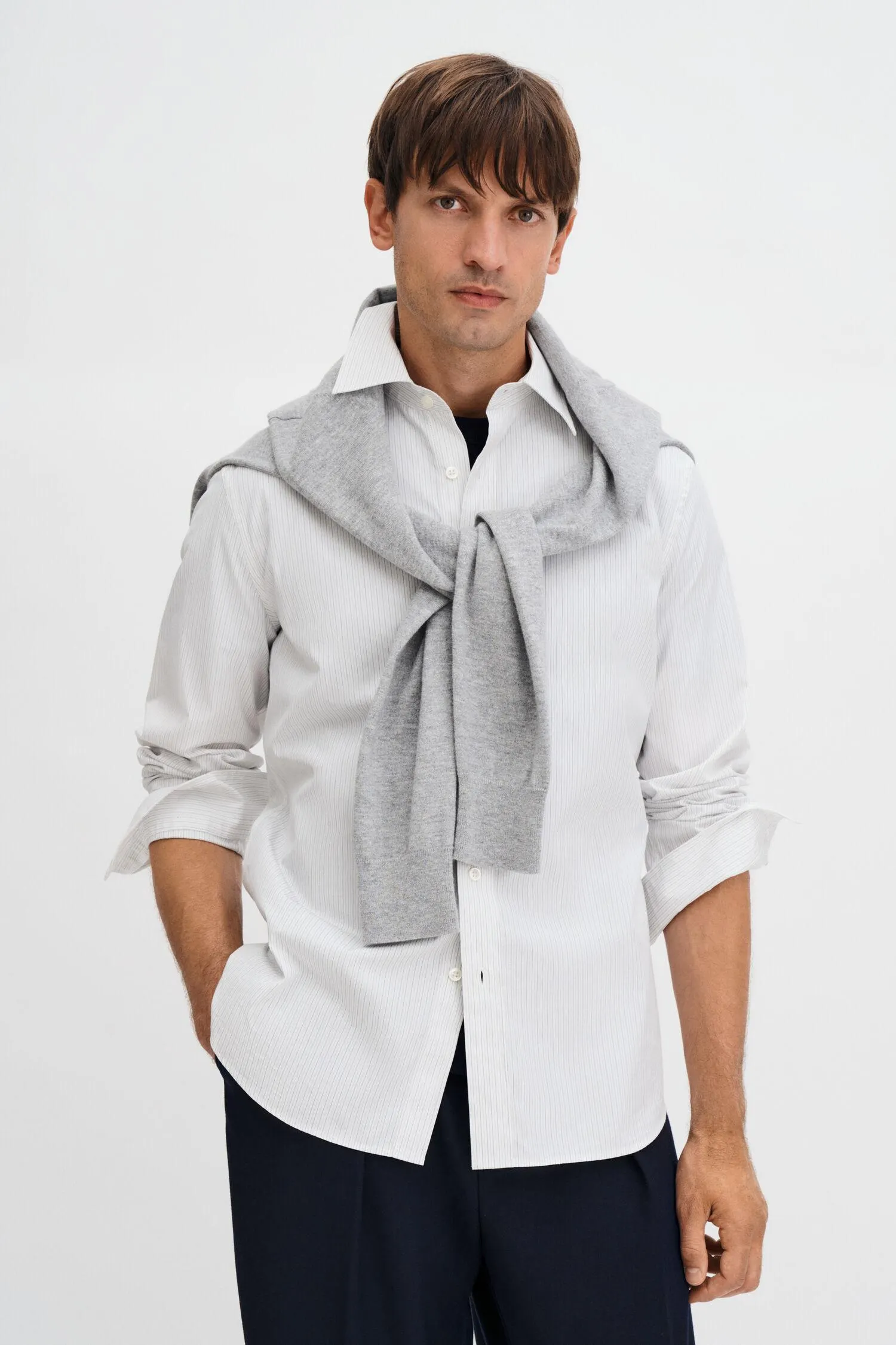 Cotton Poplin Striped Shirt