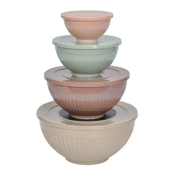 bAYk bollesett 4 stk 0,2/0,5/1/2L lys brun/pudderrosa/støvgrønn/terracotta