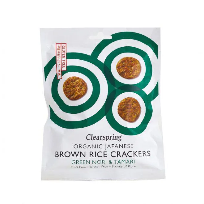 Clearspring brunriskjeks med grønn nori & tamari 40 g