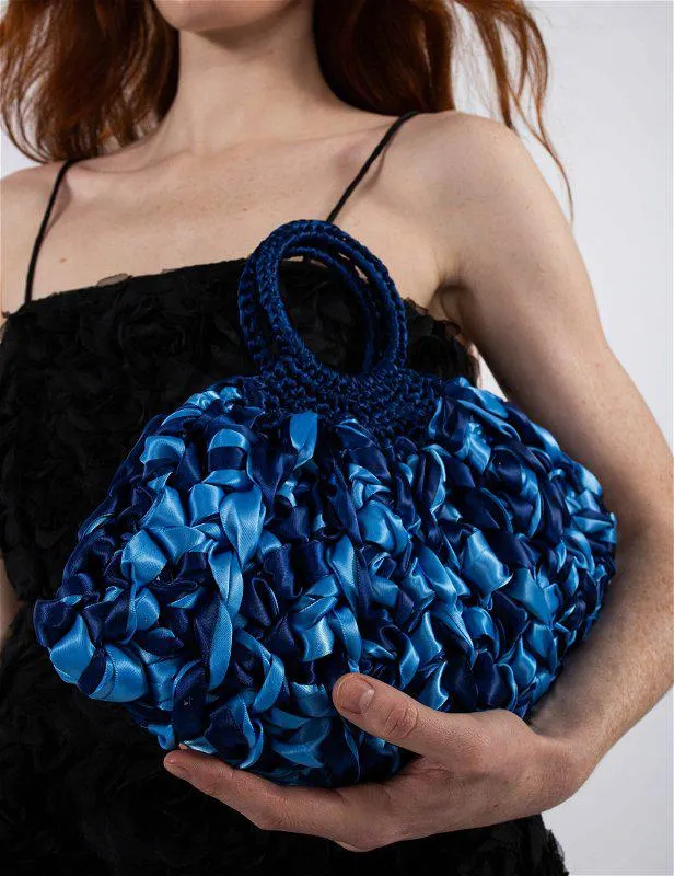 Satin Ribbon Bag Blue