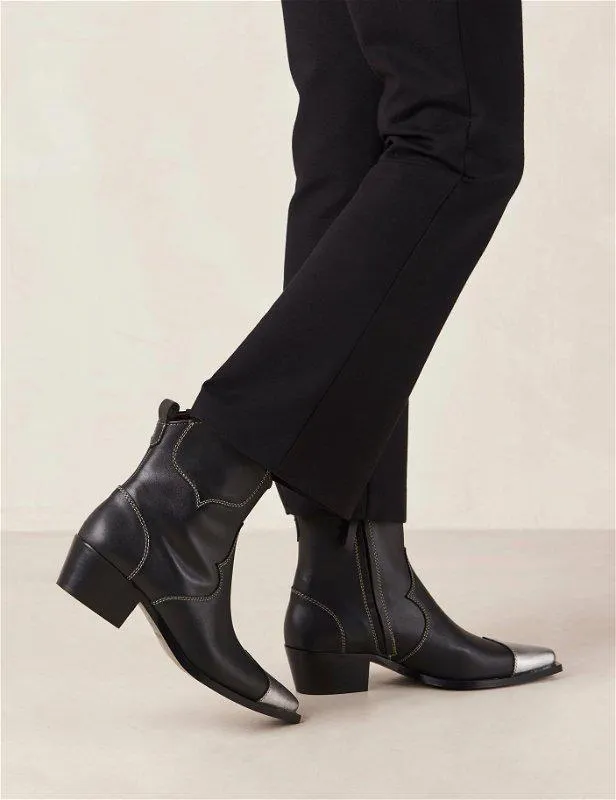 Buffalo Boots Black and Silver Leather