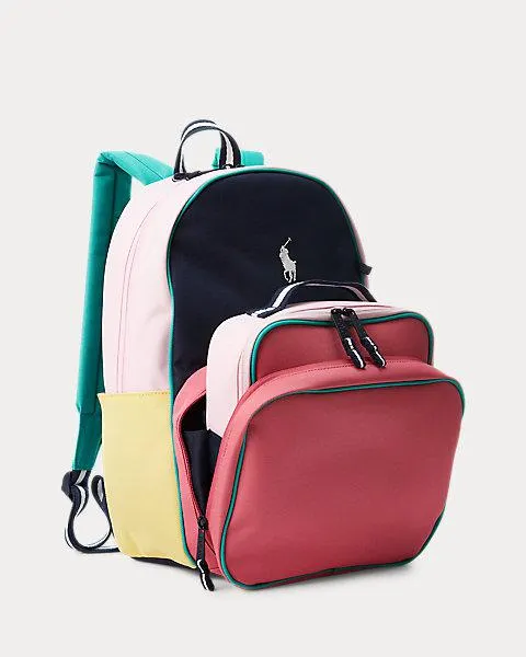 Colour-Blocked Backpack & Lunch Tote Set