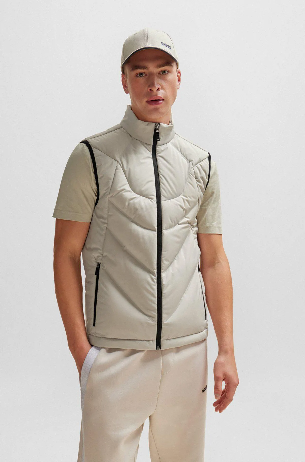 Water-repellent regular-fit gilet with down filling